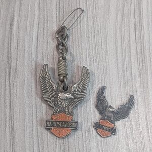 Vintage Harley-Davidson Keychain Charm & Mini Emblem